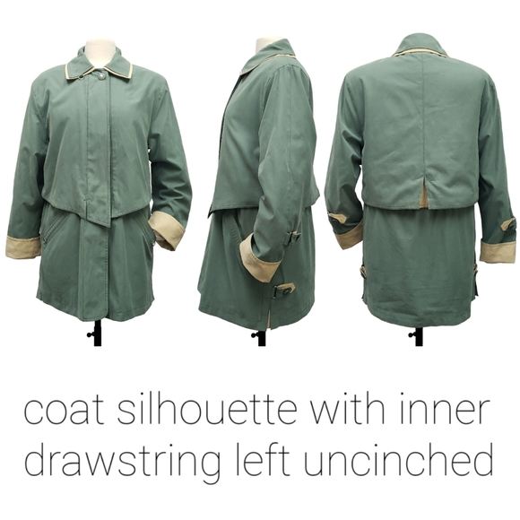 VINTAGE 80s 90s Windbreaker Coat | Green & Yellow | Medium | Nuage Collection - Picture 11 of 13